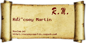Récsey Martin névjegykártya